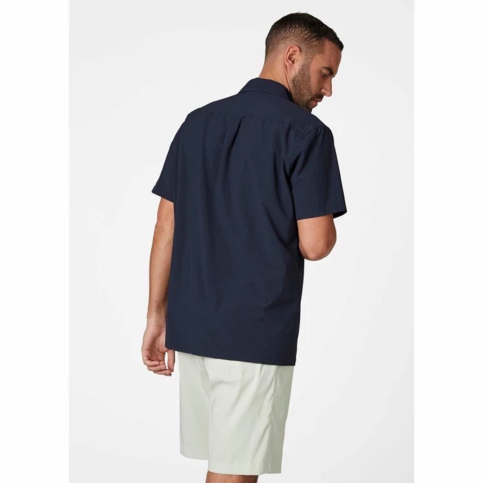 Men's Helly Hansen Verven Ss Shirts Navy | 456-NSQYKU