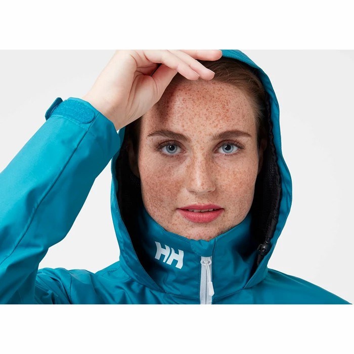 Women's Helly Hansen W Crew Hooded Casual Jackets Turquoise | 123-TXZNGV