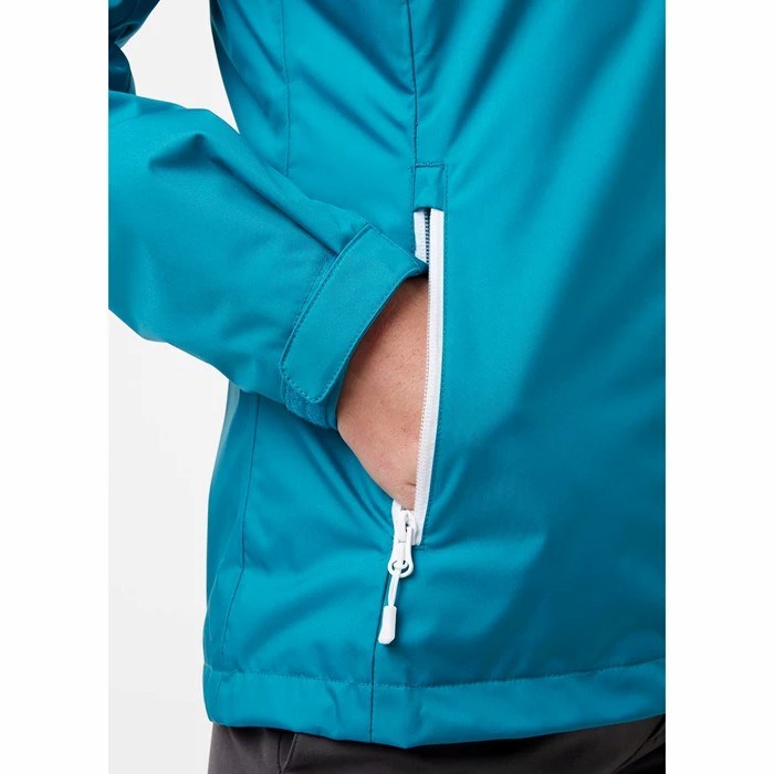 Women's Helly Hansen W Crew Hooded Casual Jackets Turquoise | 123-TXZNGV