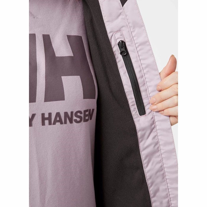 Women's Helly Hansen W Crew Hooded Midlayer Jackets Grey / Purple | 480-YGMJZX