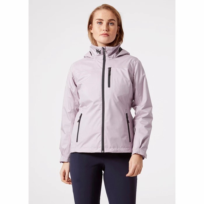 Women's Helly Hansen W Crew Hooded Midlayer Casual Jackets Grey / Purple | 728-EDKSUL