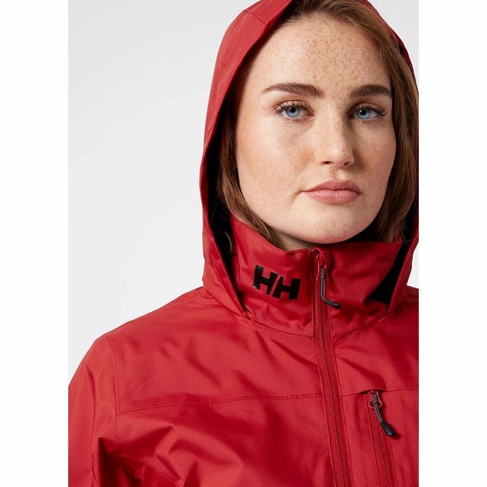 Women's Helly Hansen W Crew Hooded Midlayer Casual Jackets Red | 978-ZMRQPL