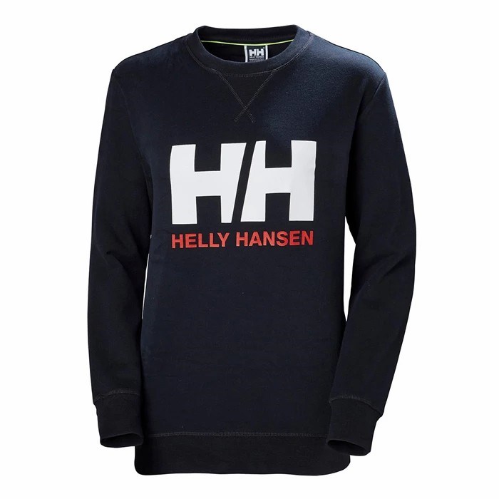 Women\'s Helly Hansen W Hh Logo Crew Sweat Shirts Navy | 924-ZHOAUV