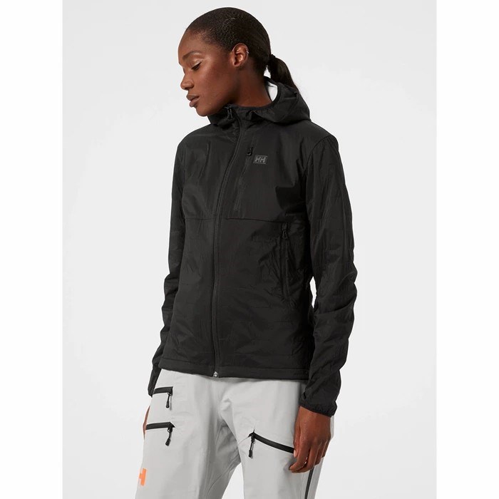 Women's Helly Hansen W Lifaloft Air Hooded Midlayer Jackets Black | 379-VMFWED