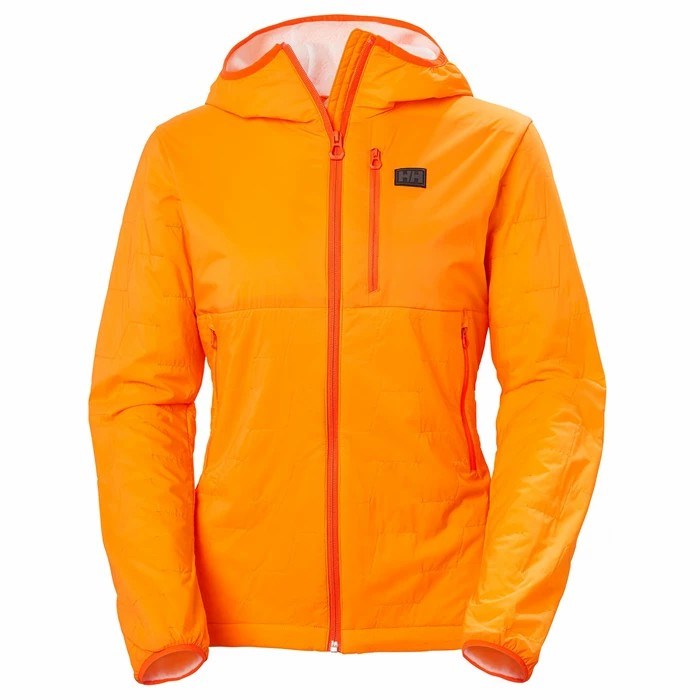 Women's Helly Hansen W Lifaloft Air Hooded Midlayer Jackets Orange / White | 493-RCSAPB