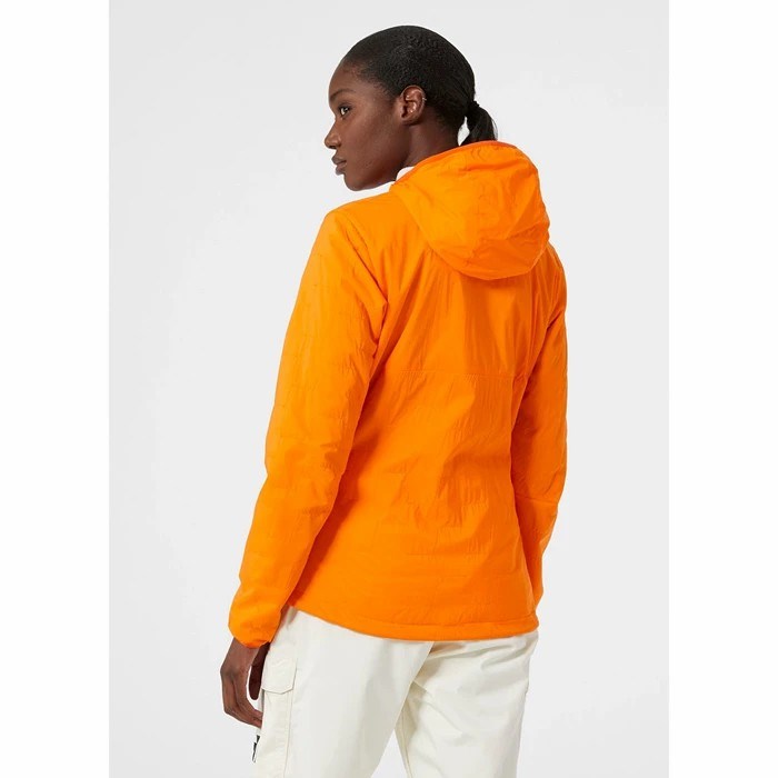 Women's Helly Hansen W Lifaloft Air Hooded Midlayer Jackets Orange / White | 493-RCSAPB