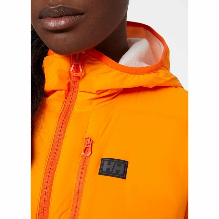 Women's Helly Hansen W Lifaloft Air Hooded Midlayer Jackets Orange / White | 493-RCSAPB