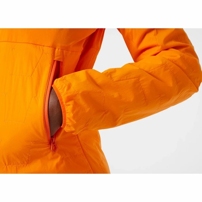 Women's Helly Hansen W Lifaloft Air Hooded Midlayer Jackets Orange / White | 493-RCSAPB