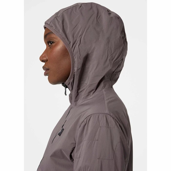 Women's Helly Hansen W Lifaloft Air Hooded Ski Jackets Grey | 694-ECWFMS