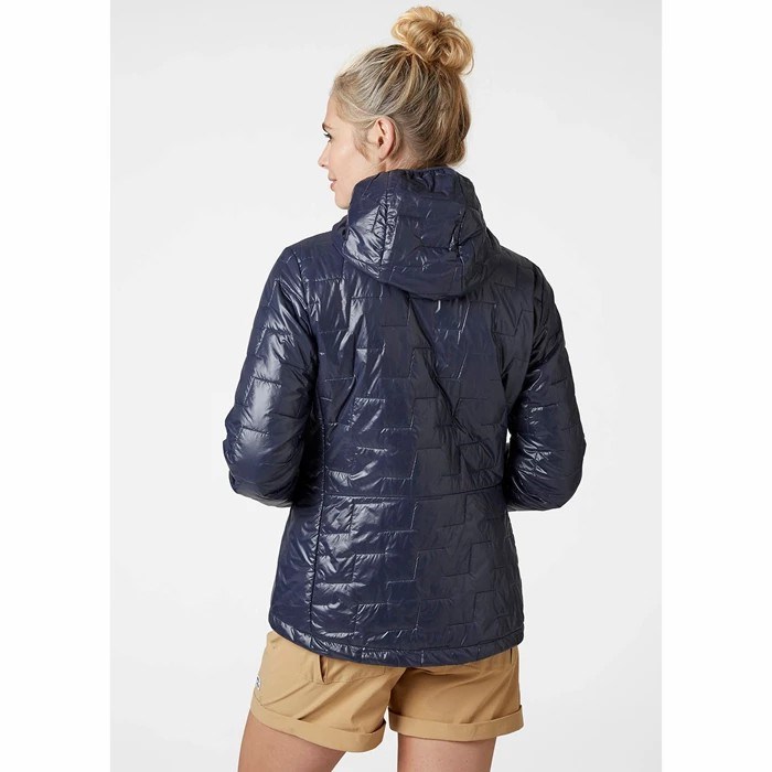 Women's Helly Hansen W Lifaloft Hooded Hiking Jackets Navy | 879-DFRCOQ