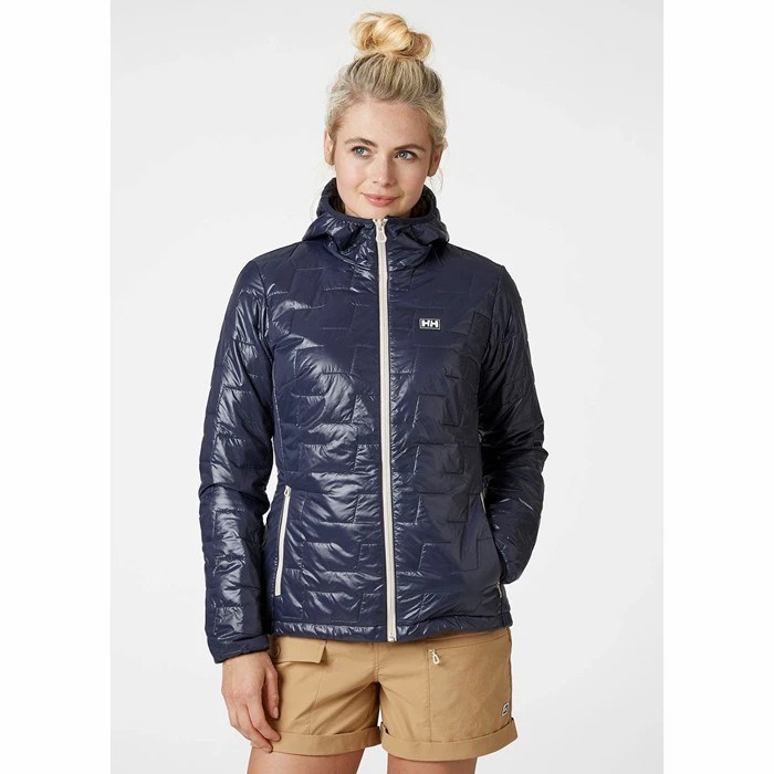 Women's Helly Hansen W Lifaloft Hooded Hiking Jackets Navy | 879-DFRCOQ