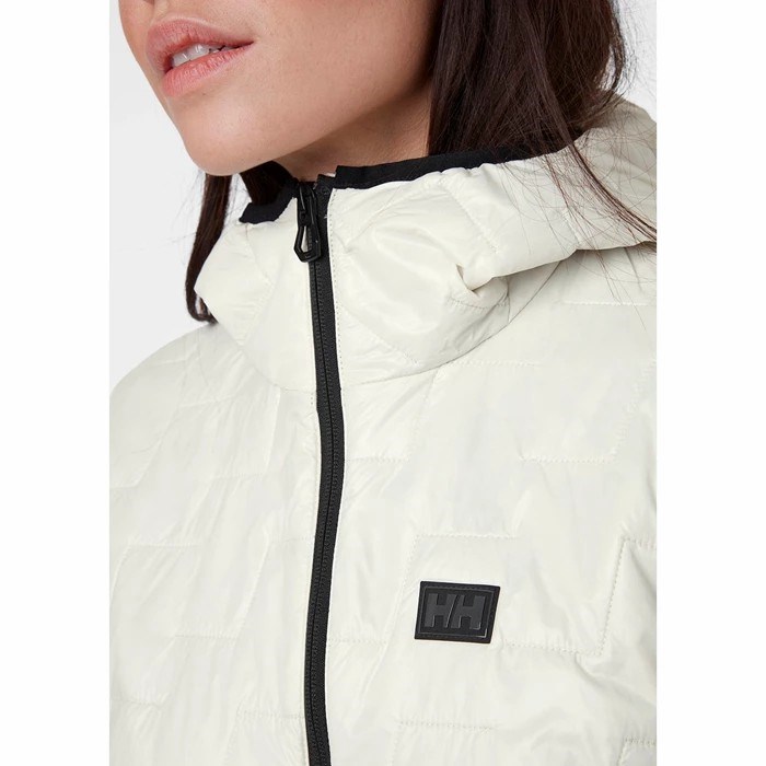 Women's Helly Hansen W Lifaloft Insulated Hooded Midlayer Jackets White | 605-YQAOXN