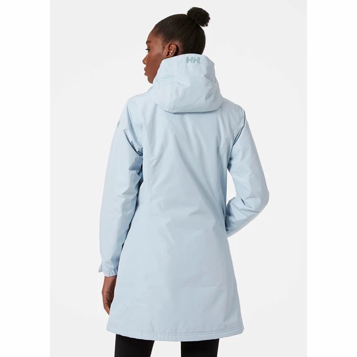 Women's Helly Hansen W Long Belfast Winter Waterproof Jackets Grey / Blue | 284-ICMUVK