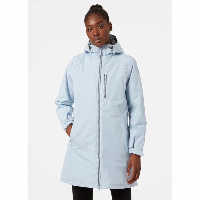 Women's Helly Hansen W Long Belfast Winter Waterproof Jackets Grey / Blue | 284-ICMUVK