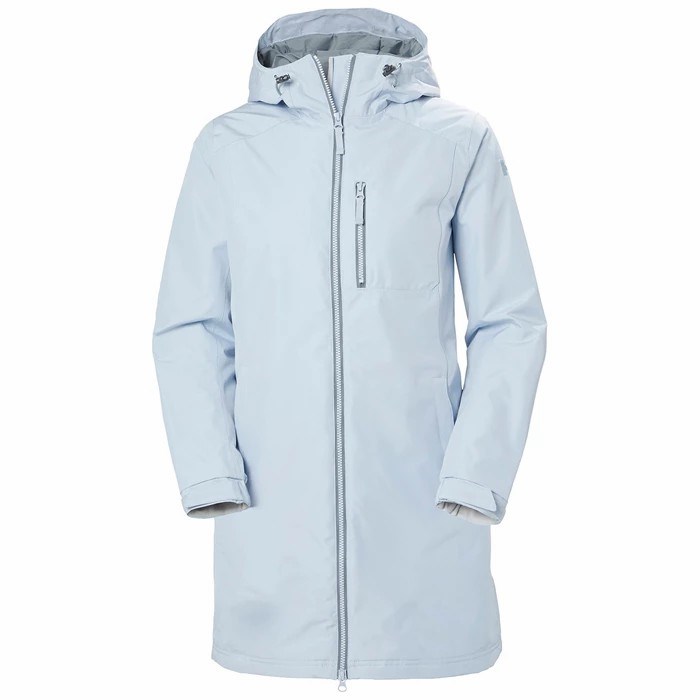 Women\'s Helly Hansen W Long Belfast Winter Waterproof Jackets Grey / Blue | 284-ICMUVK