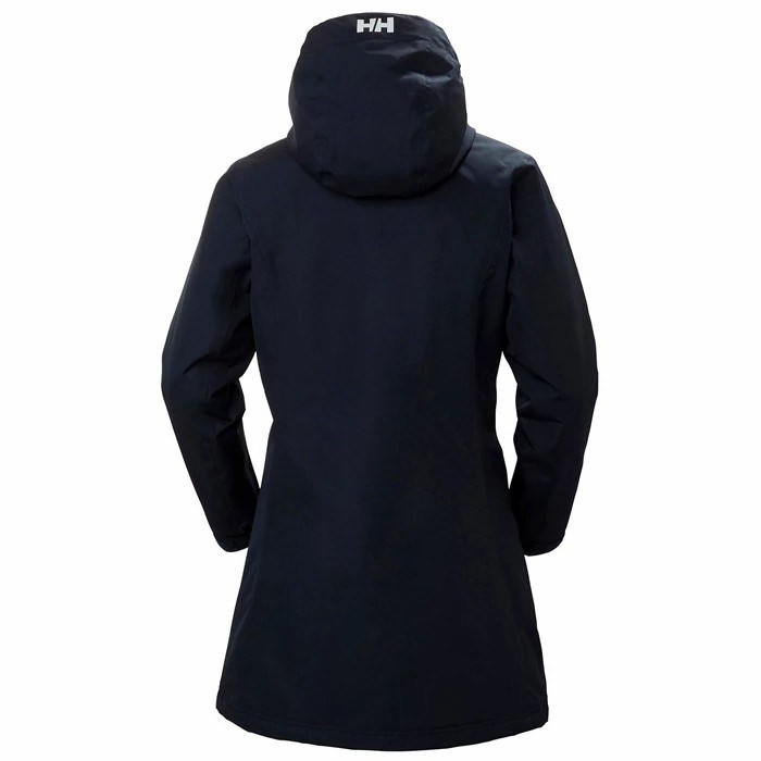 Women's Helly Hansen W Long Belfast Winter Waterproof Jackets Navy | 380-ZRLUXF