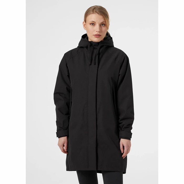 Women's Helly Hansen W Mono Material Insulated Rain Parka Black | 715-CGJWOM