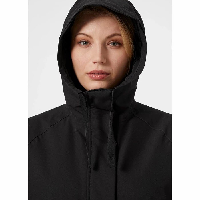 Women's Helly Hansen W Mono Material Insulated Rain Parka Black | 715-CGJWOM