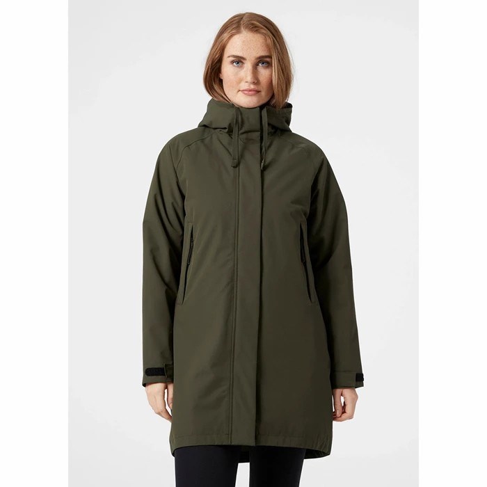 Women's Helly Hansen W Mono Material Insulated Rain Parka Grey | 940-NDFCMV