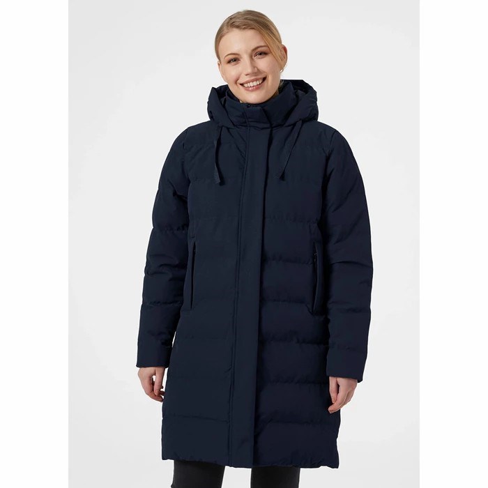 Women's Helly Hansen W Mono Material Puffy Parka Navy | 196-LGPKNC