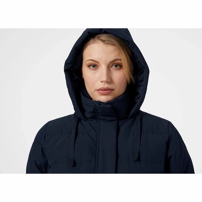 Women's Helly Hansen W Mono Material Puffy Parka Navy | 196-LGPKNC