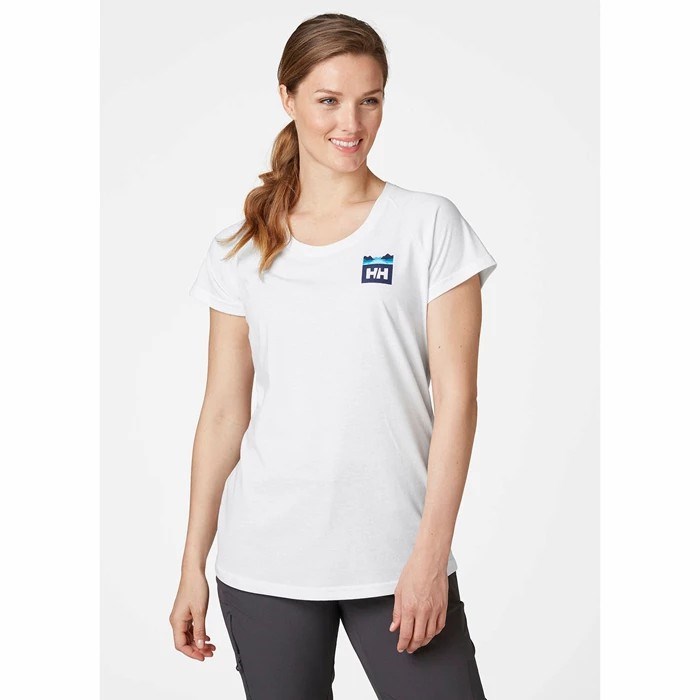 Women's Helly Hansen W Nord Graphic Drop T Shirts White | 614-IEOXGL