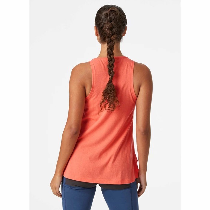 Women's Helly Hansen W Nord Graphic Singlet T Shirts Coral | 209-HOBGFP