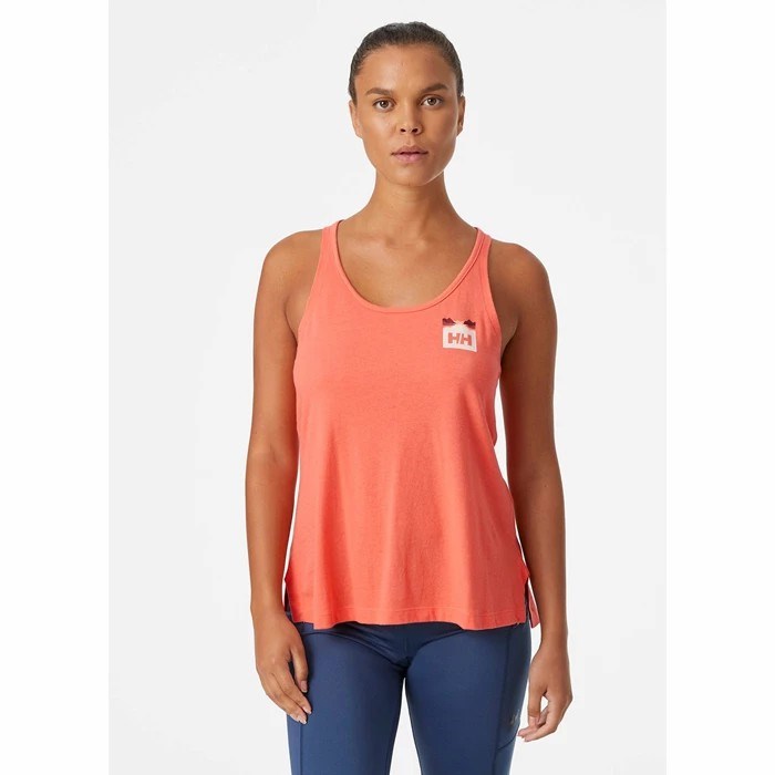 Women's Helly Hansen W Nord Graphic Singlet T Shirts Coral | 209-HOBGFP