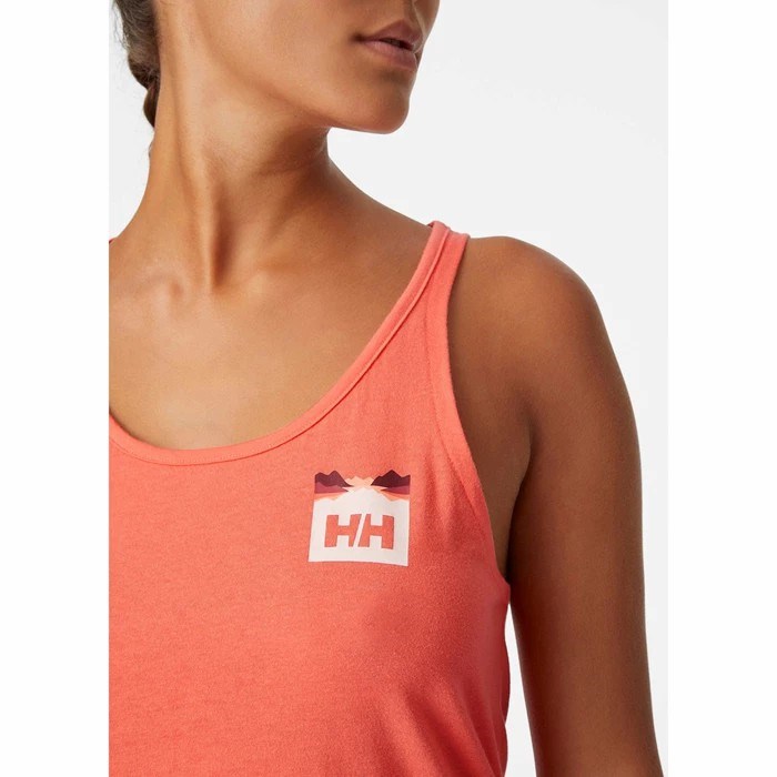 Women's Helly Hansen W Nord Graphic Singlet T Shirts Coral | 209-HOBGFP