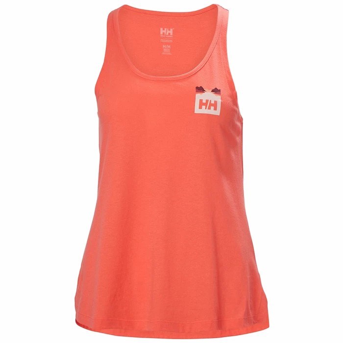 Women\'s Helly Hansen W Nord Graphic Singlet T Shirts Coral | 209-HOBGFP