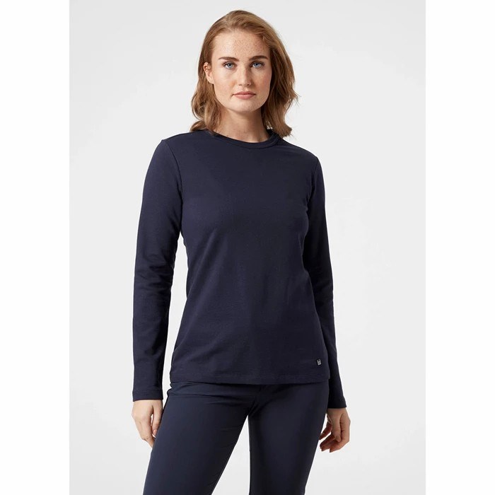 Women's Helly Hansen W North Sea Long Sleeve Shirts Navy | 750-JIMHDY