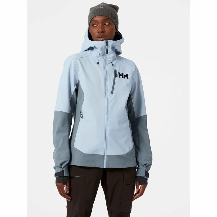 Women's Helly Hansen W Odin Mountain Soft Shell Jackets Grey / Blue | 283-USRGDF