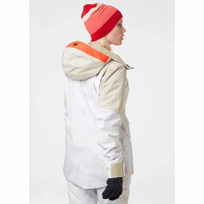 Women's Helly Hansen W Powchaser Lifaloft Insulated Ski Jackets White | 210-FYJVQT