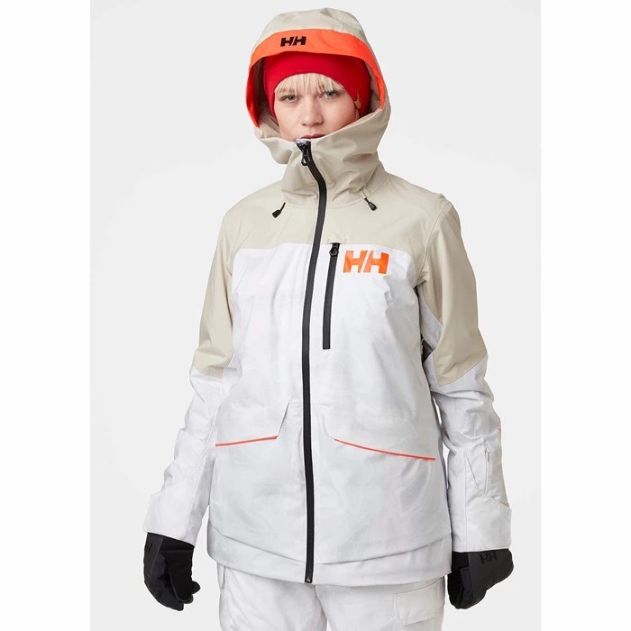 Women's Helly Hansen W Powchaser Lifaloft Insulated Ski Jackets White | 210-FYJVQT