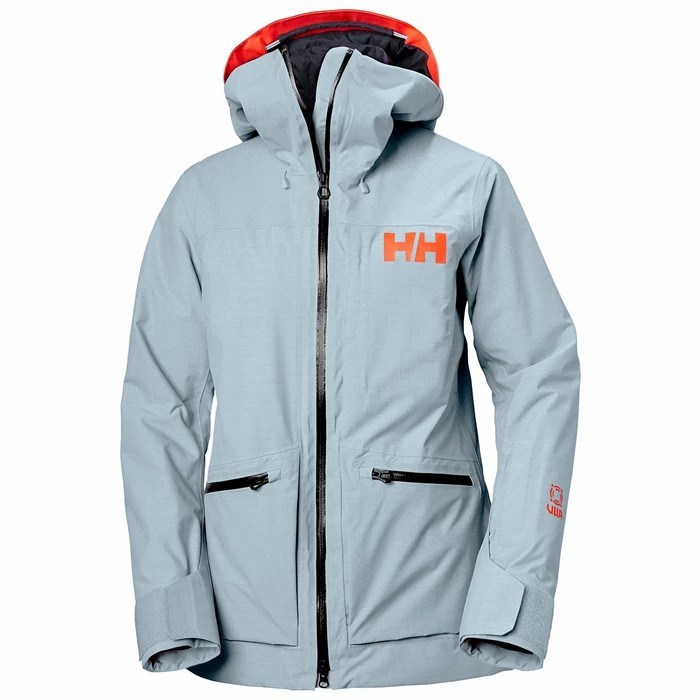 Women\'s Helly Hansen W Powderqueen 3.0 Ski Jackets Blue / Grey | 385-SNLRAY