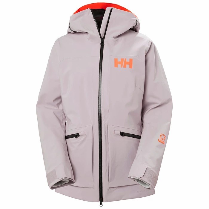 Women's Helly Hansen W Powderqueen Infinity Ski Jackets Grey / Purple | 712-AGOWYH