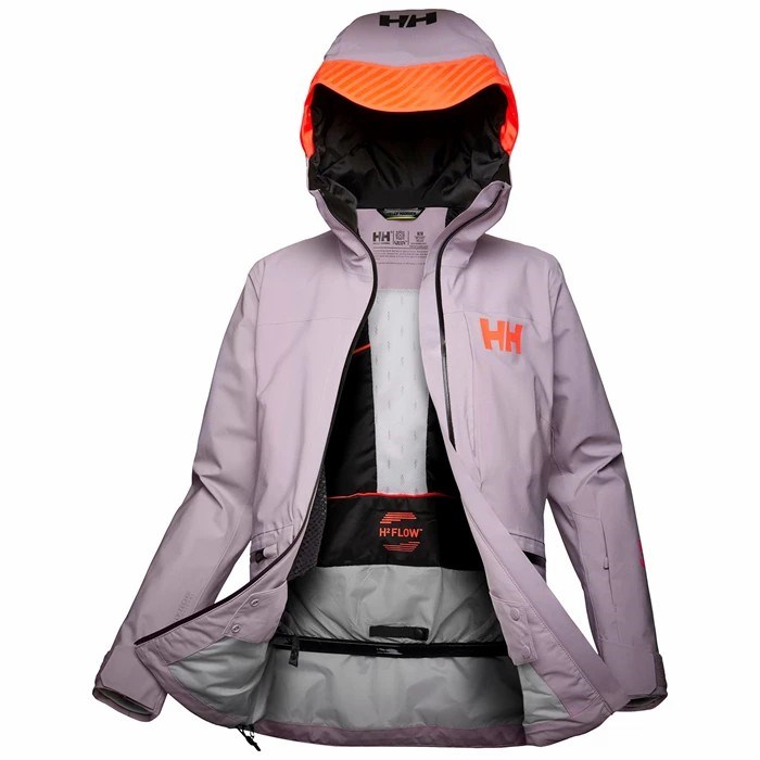 Women\'s Helly Hansen W Powderqueen Infinity Ski Jackets Grey / Purple | 712-AGOWYH