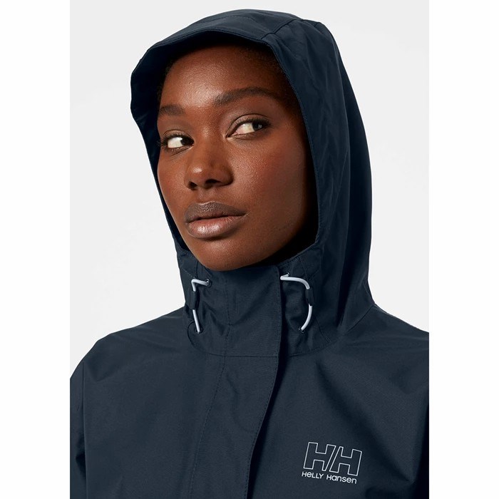 Women's Helly Hansen W Seven J Waterproof Jackets Navy | 152-TCMLVP