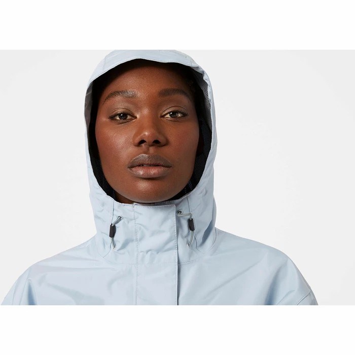 Women's Helly Hansen W Seven J Waterproof Jackets Grey / Blue | 207-XKCPTJ