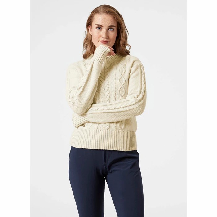 Women's Helly Hansen W Siren Cable Knit Shirts White | 142-JPKLNX