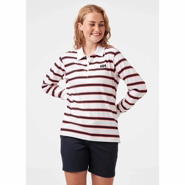 Women's Helly Hansen W Siren Rugger Shirts White | 728-GZQPCJ