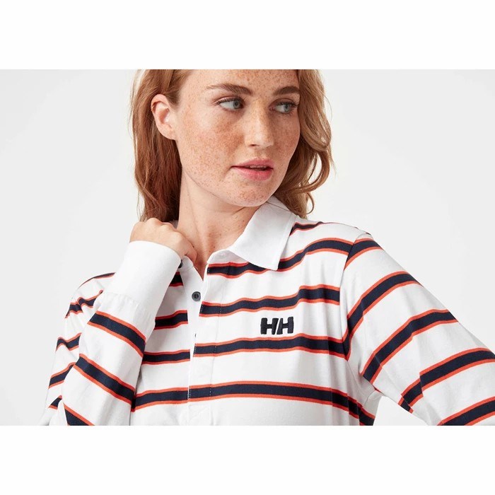 Women's Helly Hansen W Siren Rugger Shirts White | 728-GZQPCJ