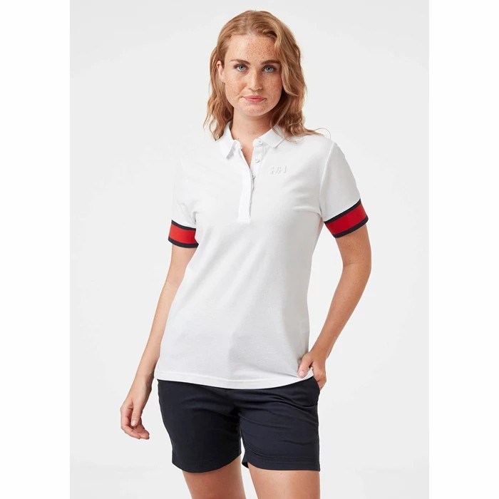 Women's Helly Hansen W Thalia Pique Polo Shirts White | 178-WNAPQR