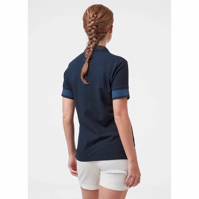 Women's Helly Hansen W Thalia Pique Polo Shirts Navy | 340-KXCVLQ