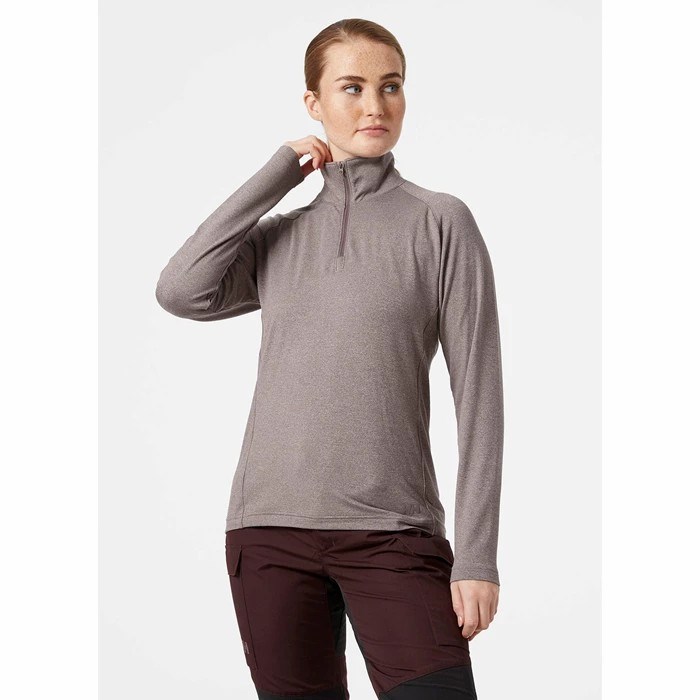 Women's Helly Hansen W Verglas 1/2 Zip Up Shirts Grey / Brown | 742-BWFIZX