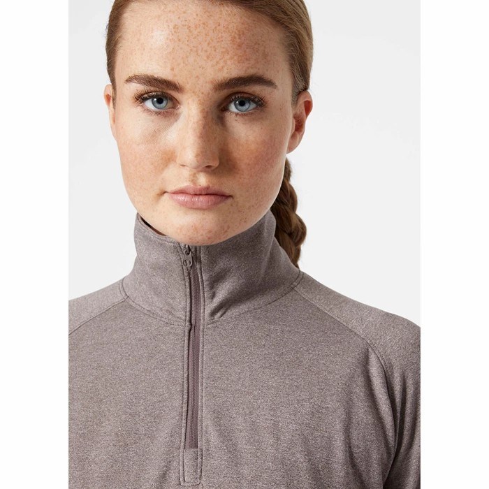 Women's Helly Hansen W Verglas 1/2 Zip Up Shirts Grey / Brown | 742-BWFIZX