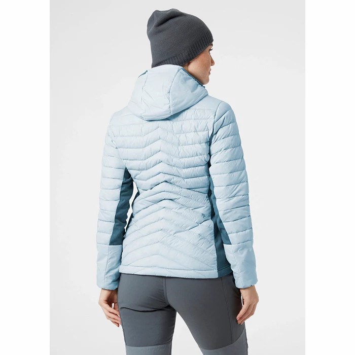 Women's Helly Hansen W Verglas Hooded Hybrid Midlayer Jackets Grey / Blue | 491-RAUOWM