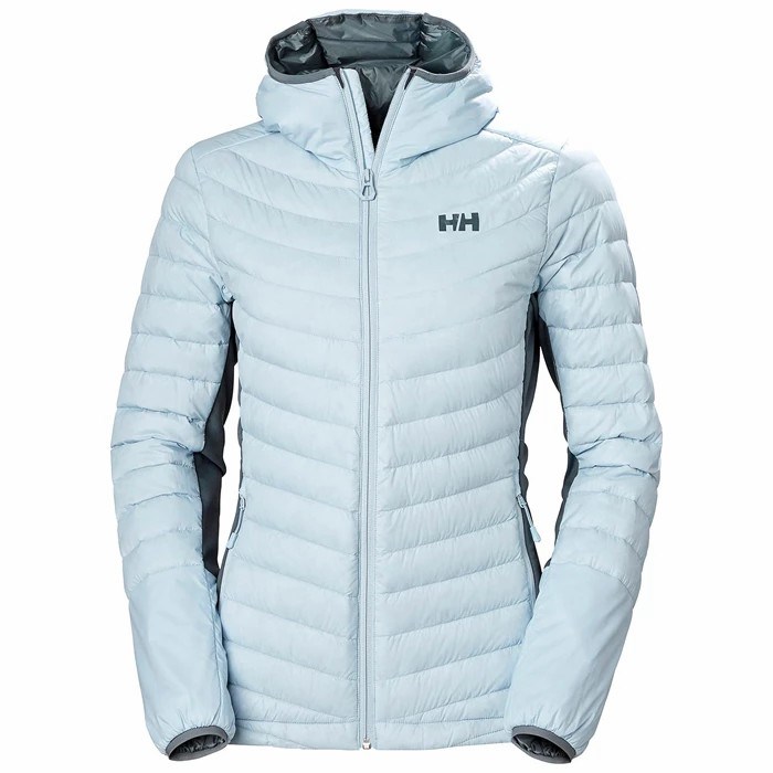 Women\'s Helly Hansen W Verglas Hooded Hybrid Midlayer Jackets Grey / Blue | 491-RAUOWM