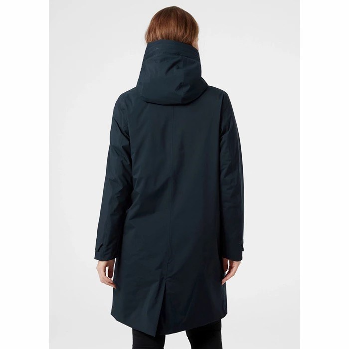 Women's Helly Hansen W Victoria Insulated Rain Parka Navy | 461-QWNZTE