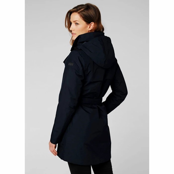 Women's Helly Hansen W Welsey Ii Trench Insulated Casual Jackets Navy | 170-PTXHWZ